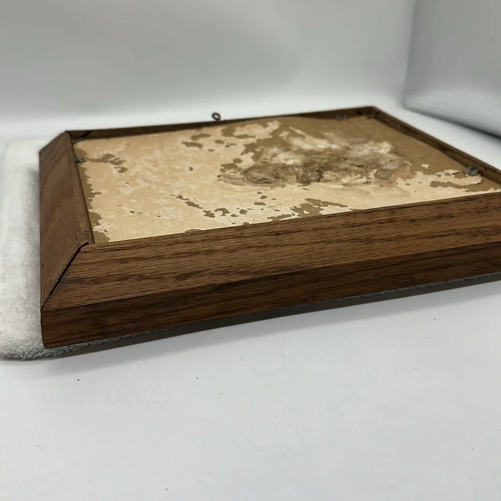 Vintage Original 1950’s Pressboard Print Landscape in Original Wood Frame - Picture 5 of 10